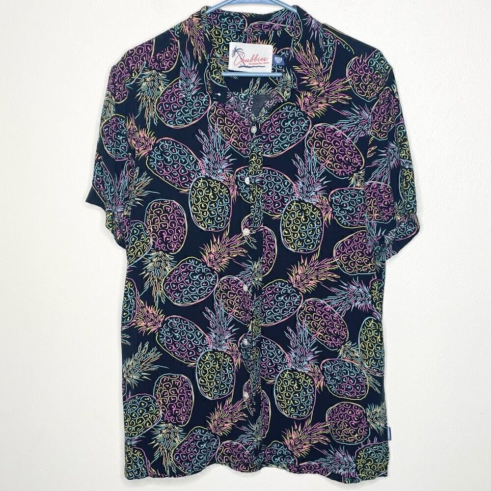 Chubbies Friday Shirt neon pineapple button-up  - size medium